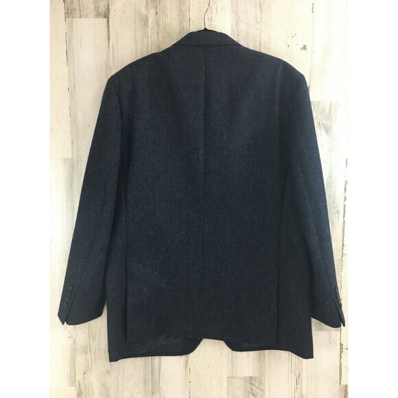 Brooks Brothers Tweed Shetland Cheviot UK Milano Navy Wool 2 Btn Blazer 46R - Picture 6 of 16
